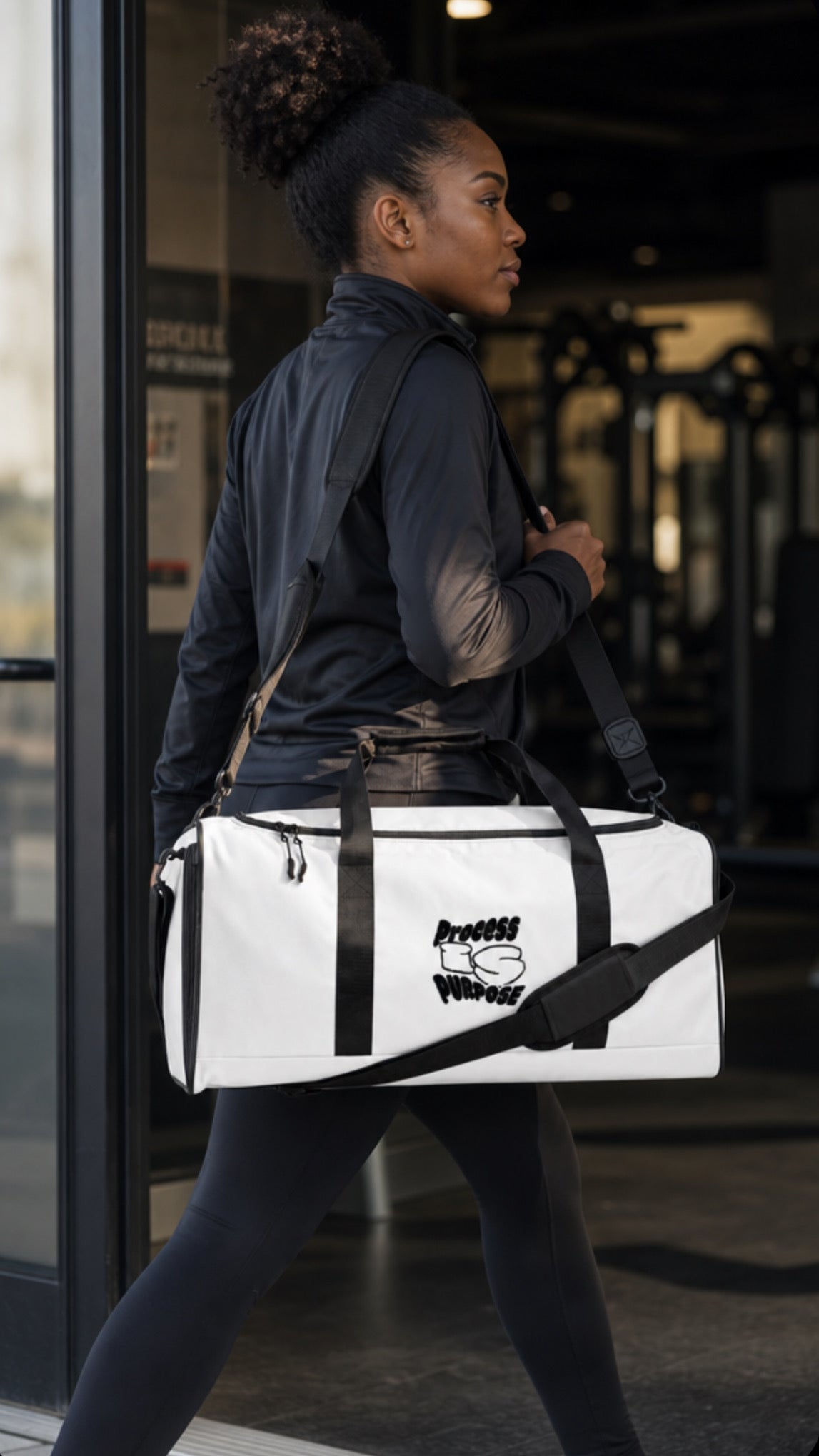 Process is Purpose Gym duffle bag (white)