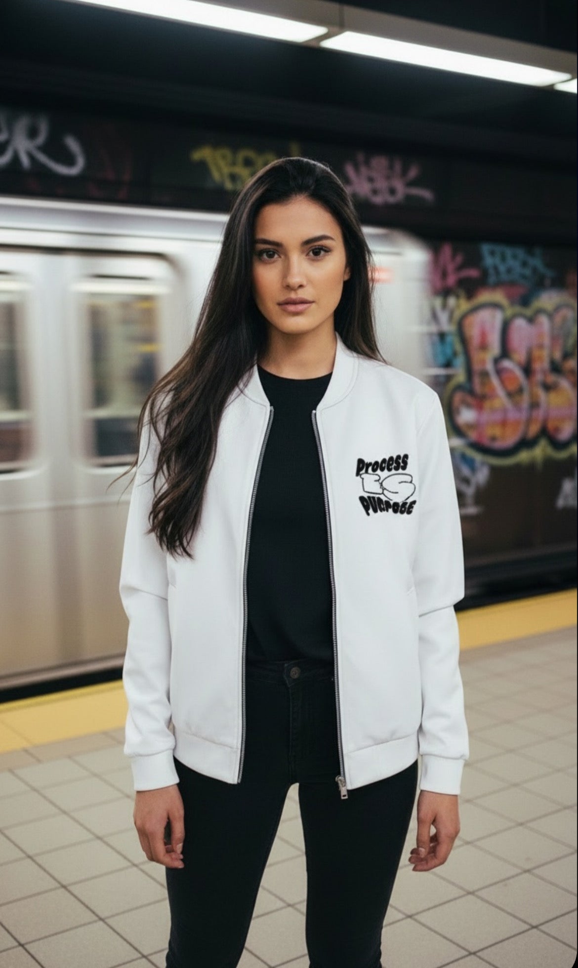 Process is Purpose Bomber jacket (White) (Unisex)