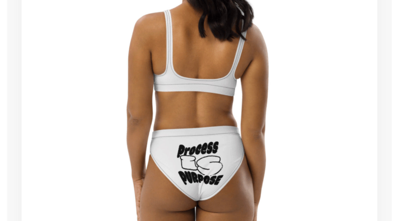 Process is Purpose High waisted bathing suit (White)