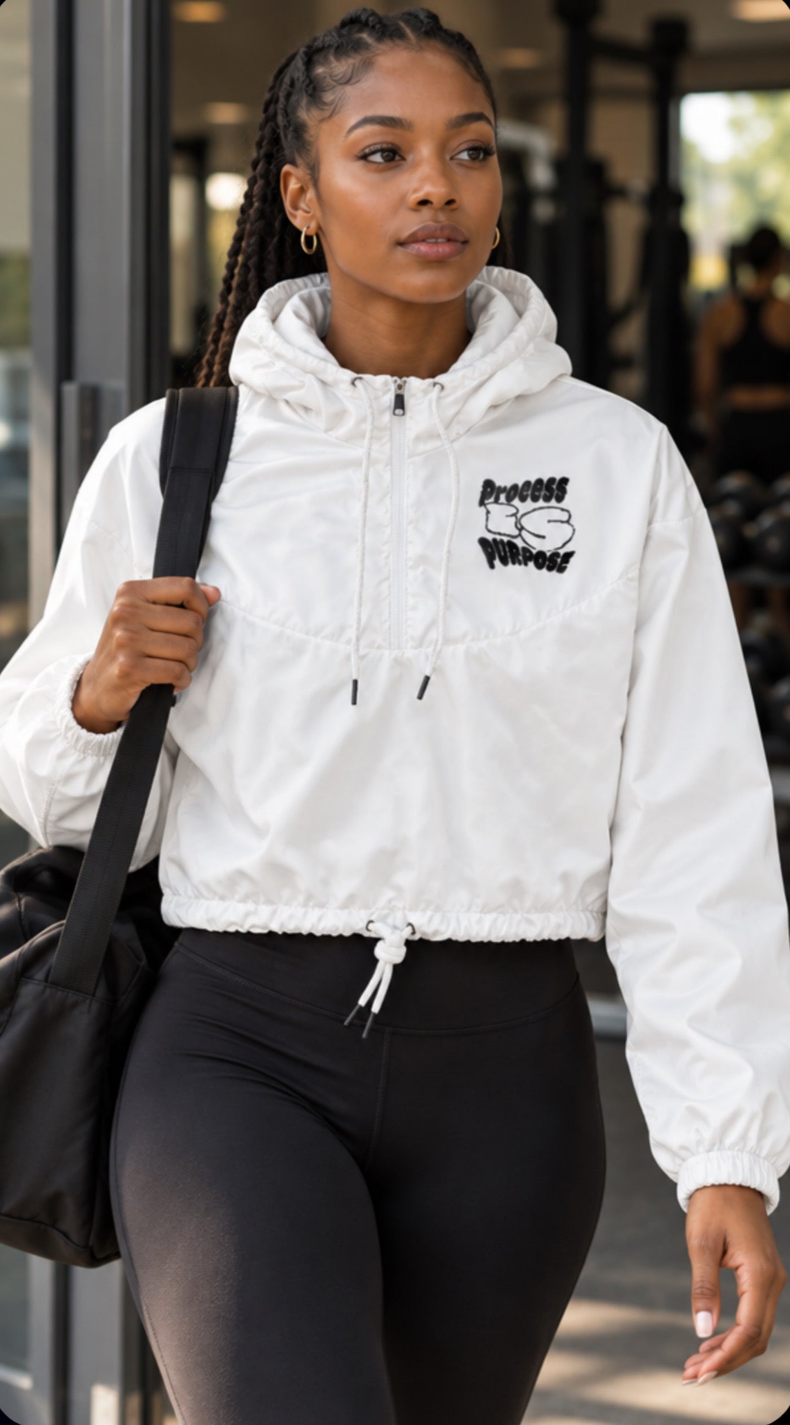 Process is Purpose Woman’s cropped windbreaker (White)