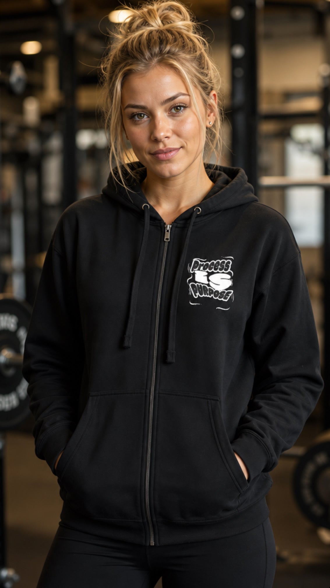 Process is Purpose Hoodie with zipper (Black) (Unisex)