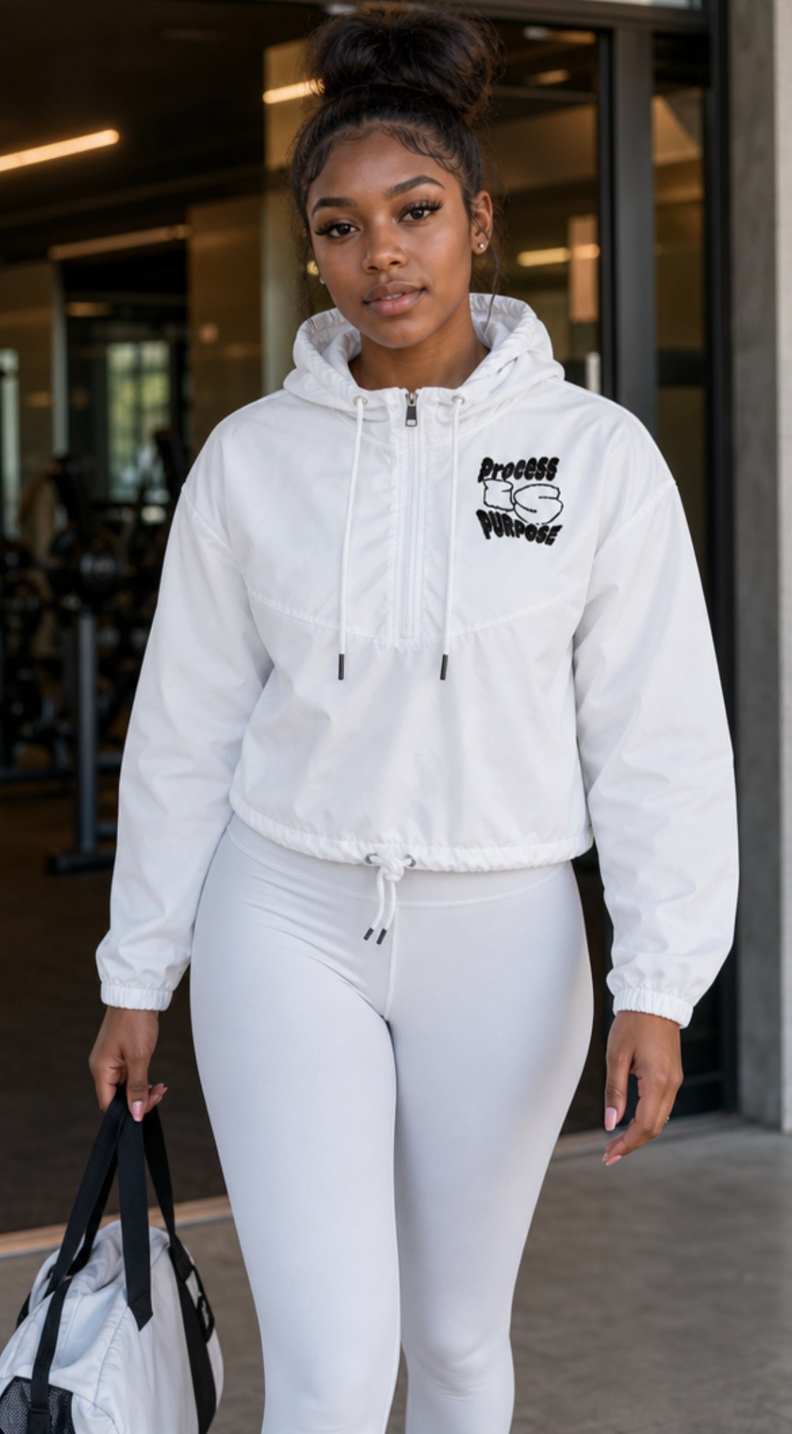 Process is Purpose Woman’s cropped windbreaker (White)