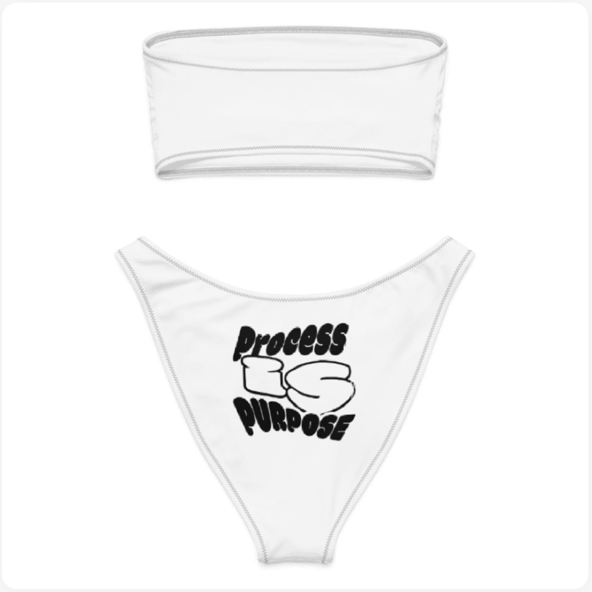 Process is Purpose Bandeau bikini bathing suit (White)