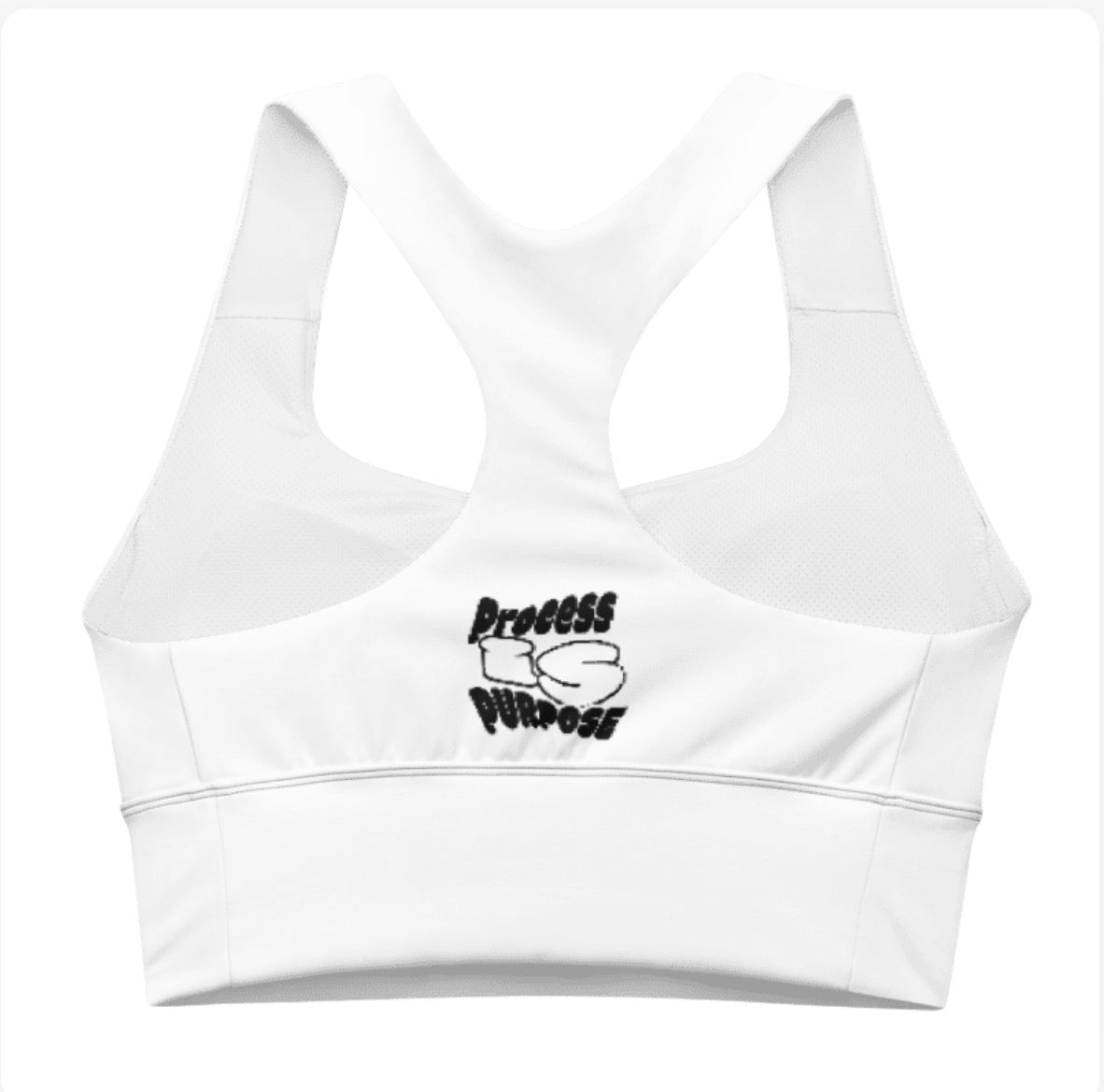 Process is Purpose woman’s sports bra (White)