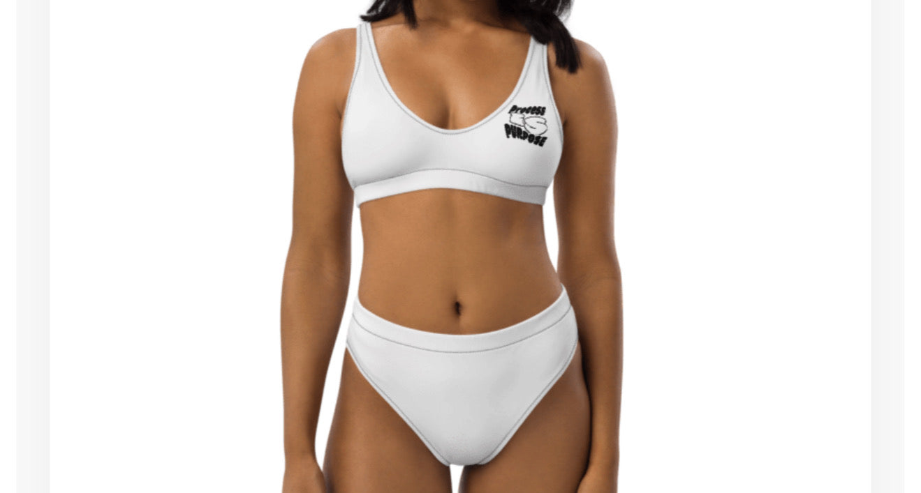 Process is Purpose High waisted bathing suit (White)