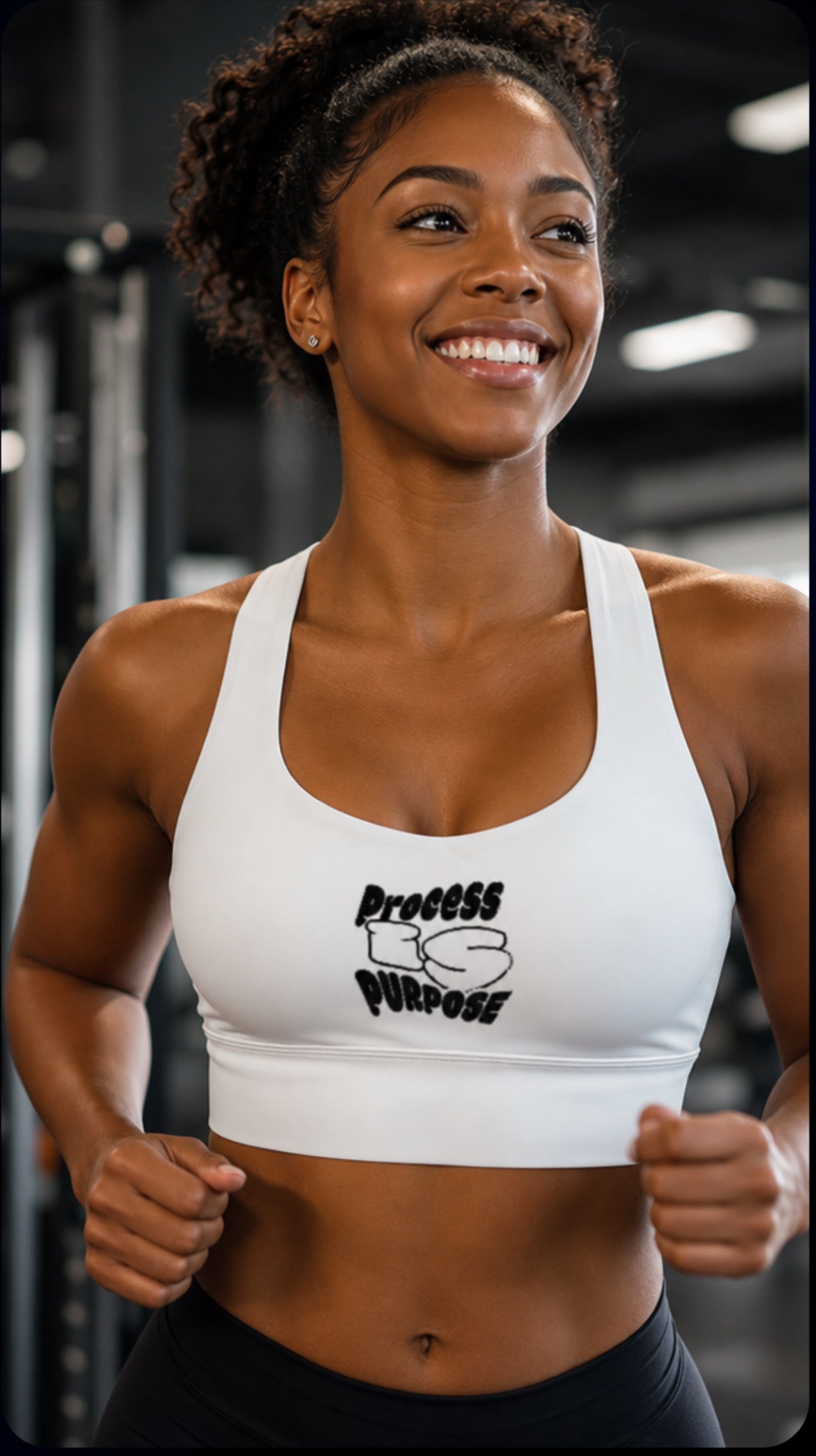 Process is Purpose woman’s sports bra (White)