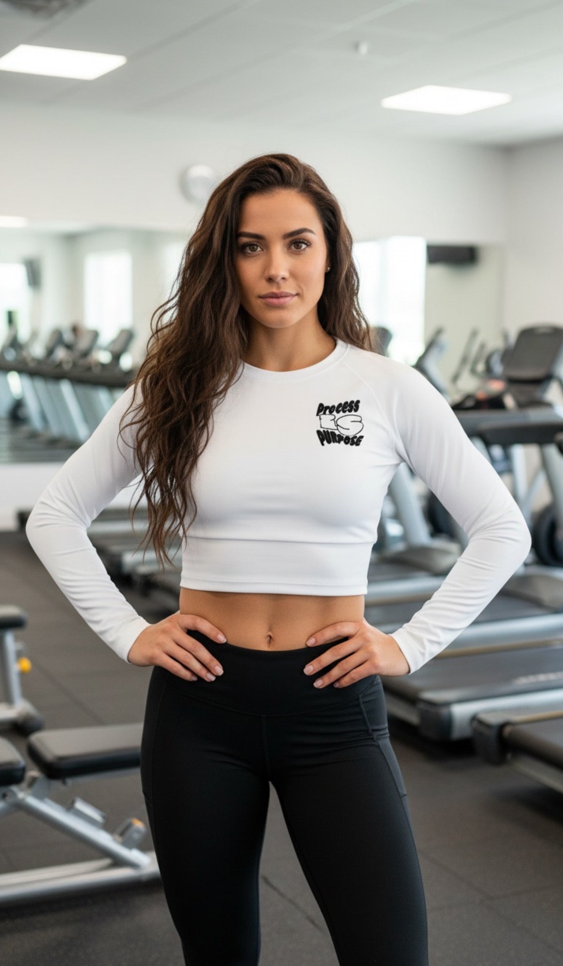 Process is Purpose woman’s cropped top long sleeve (White)