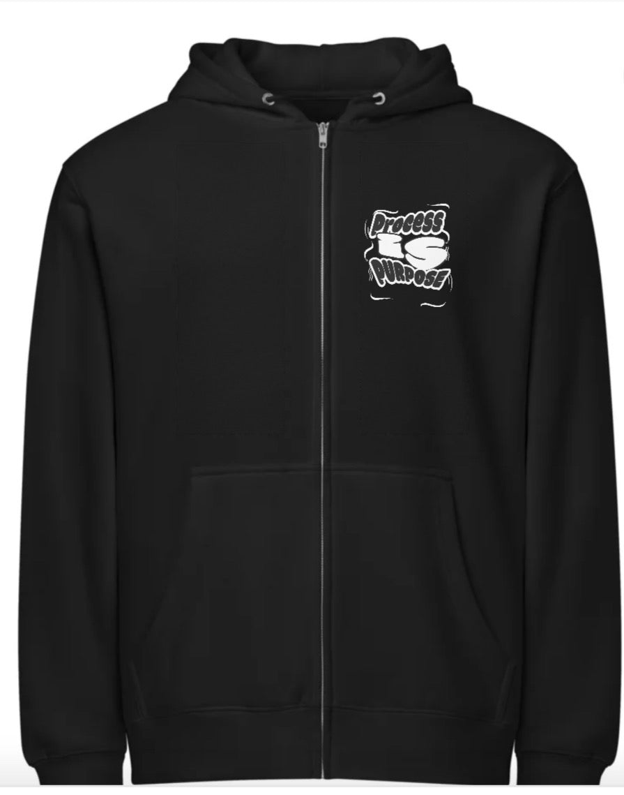 Process is Purpose Hoodie with zipper (Black) (Unisex)