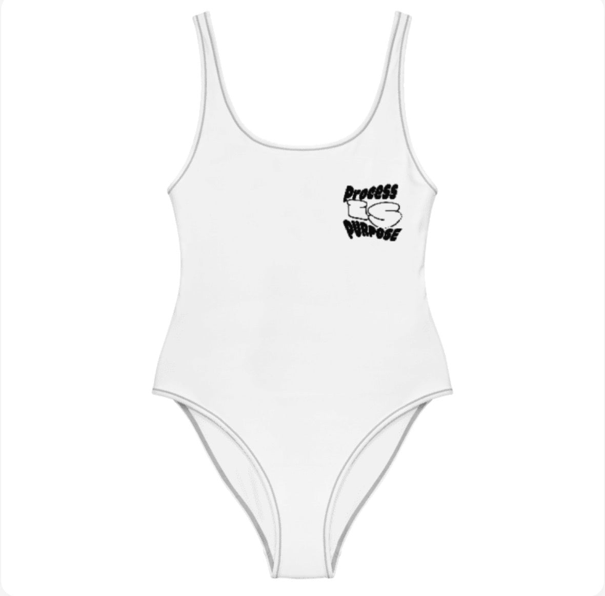 Process is Purpose One piece bathing suit (White)