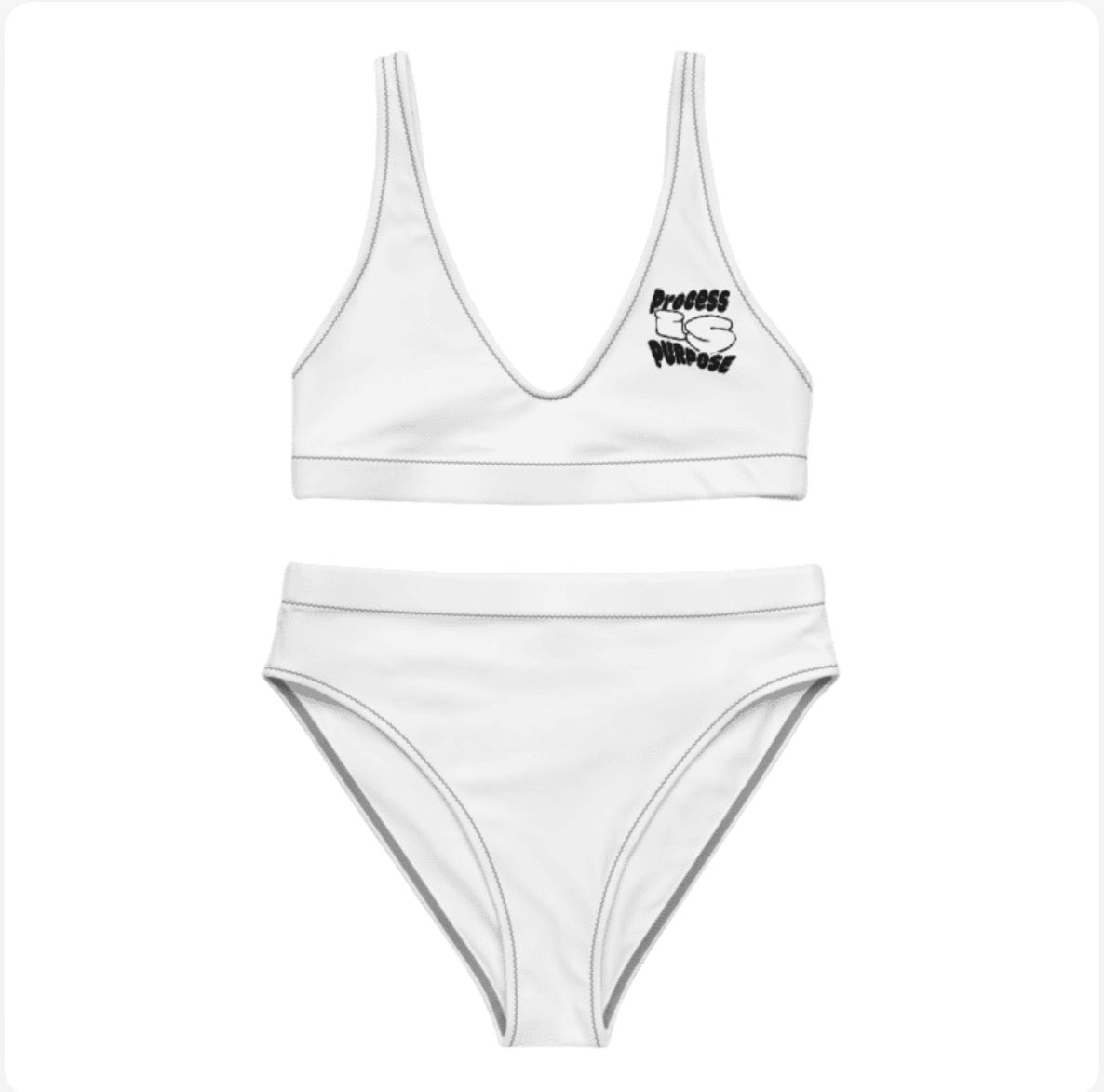 Process is Purpose High waisted bathing suit (White)