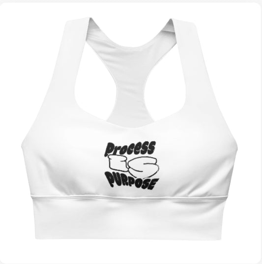 Process is Purpose woman’s sports bra (White)