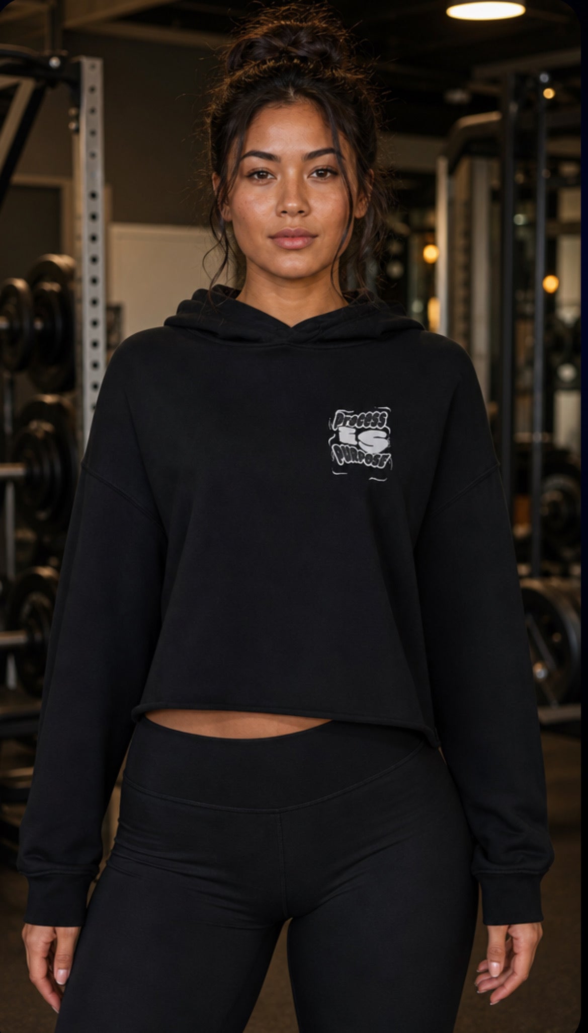 Process is Purpose woman’s cropped hoodie (Black)