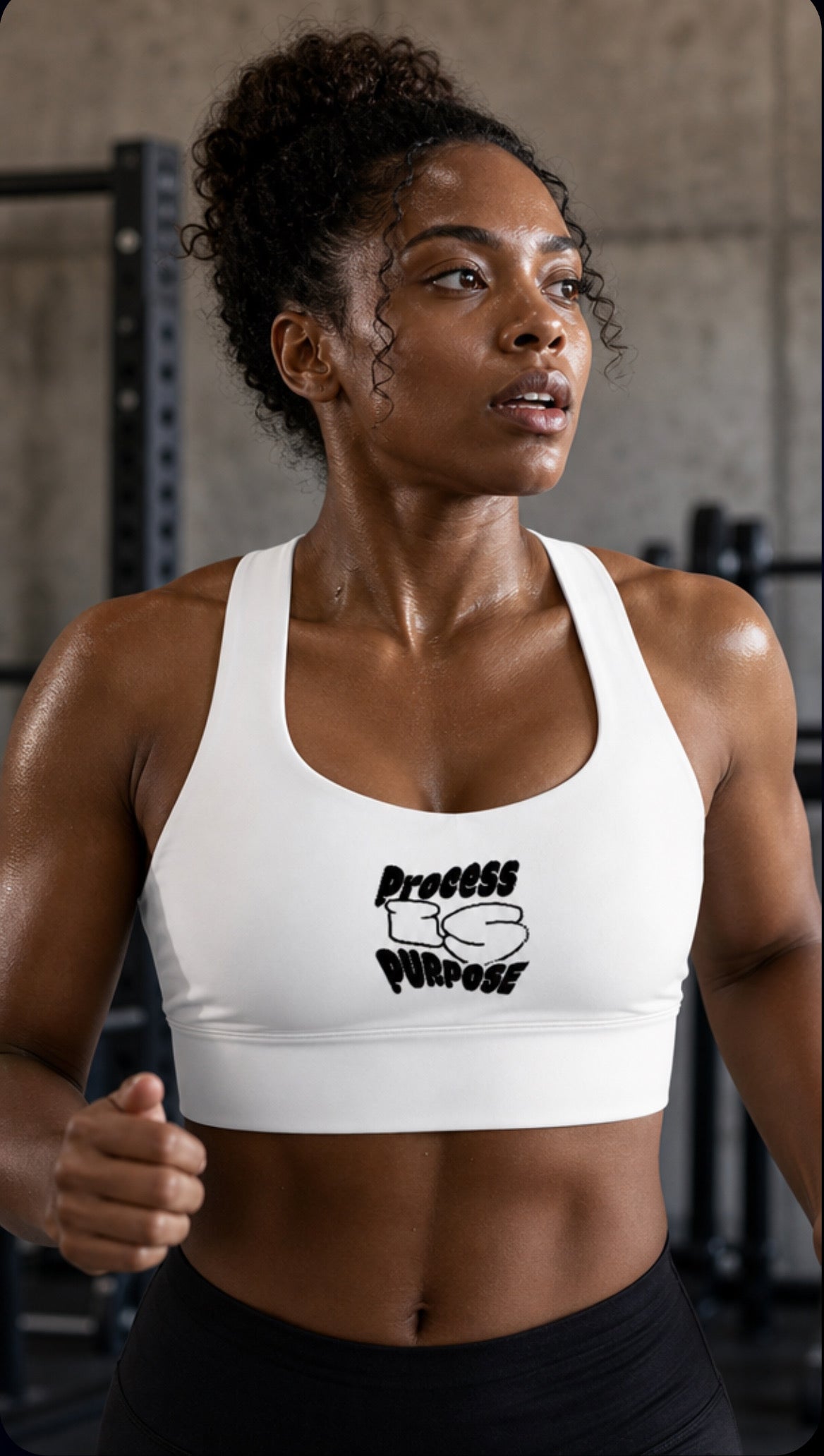 Process is Purpose woman’s sports bra (White)