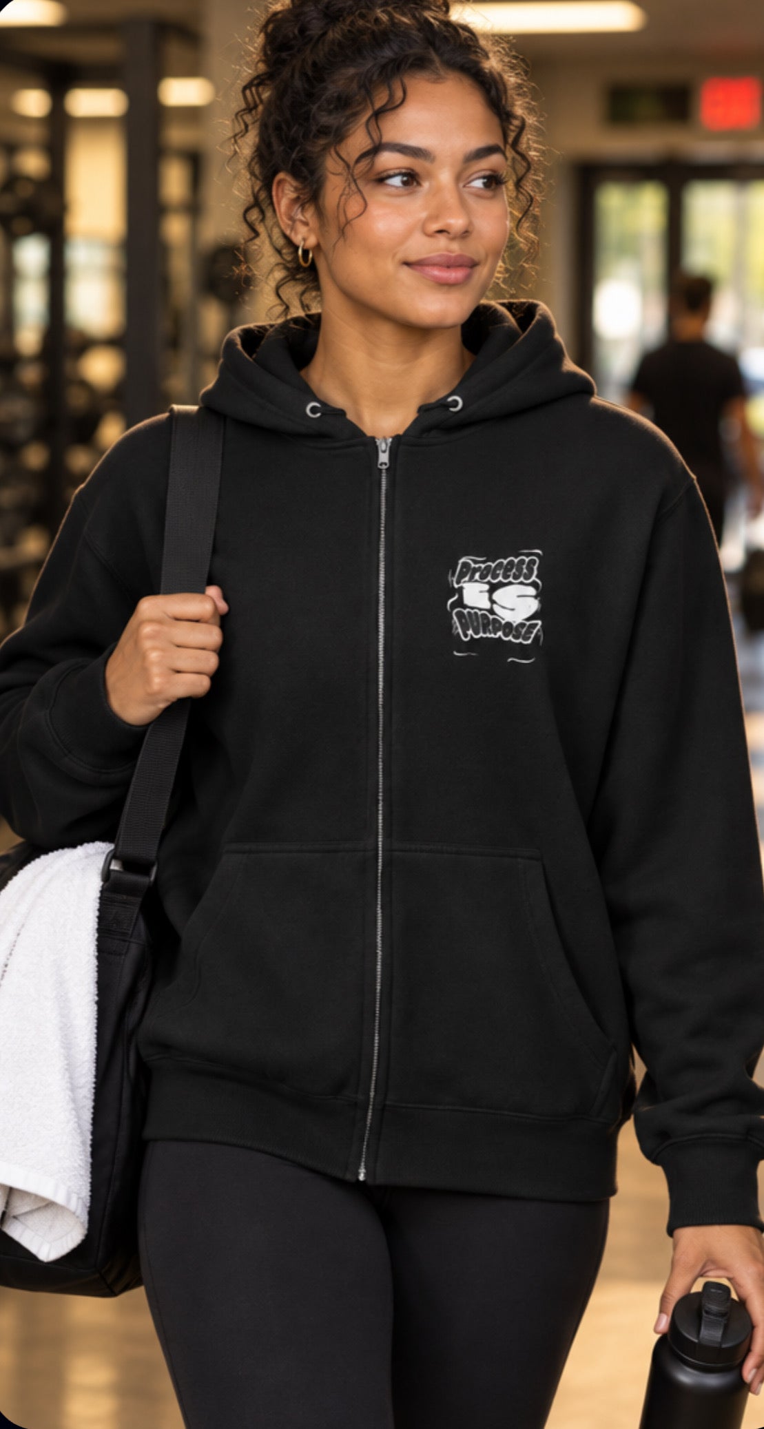 Process is Purpose Hoodie with zipper (Black) (Unisex)
